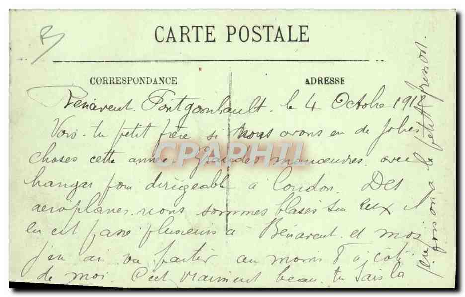 CPA Aviation Zeppelin Dirigeable Grandes Manoeuvres du Sud Ouest Dirigeable Adjudant Reau  — Rückseite