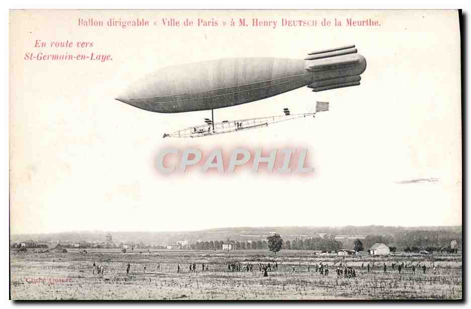 CPA Aviation Zeppelin Dirigeable Ville de Paris Henry Deutsch de la Meurthe 