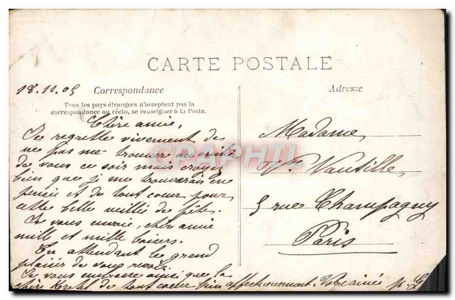 Femme avec bouquet de fleurs — 'Je pense à vous' — G.I. (éditeur) — Rückseite