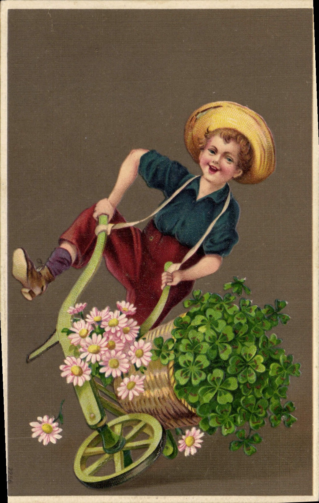 CPA Fantaisie Enfant Brouette Trefles