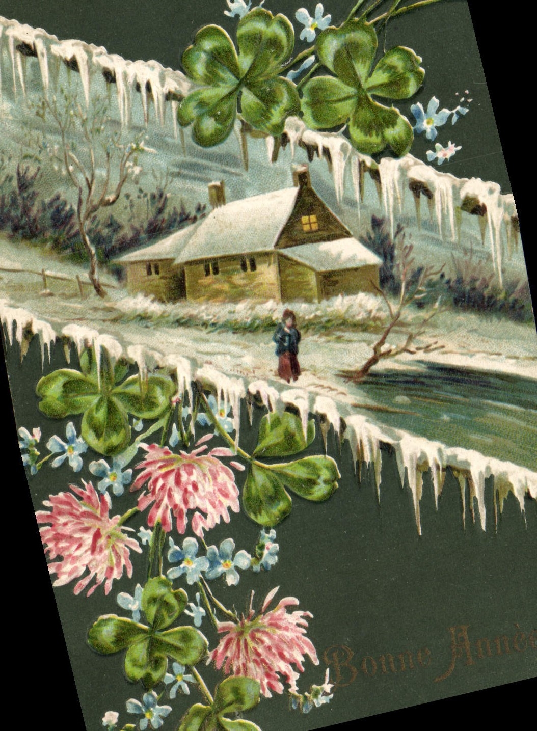 CPA Fantaisie Fleurs Trefles