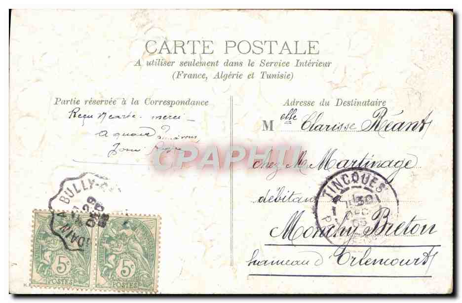 CPA Fantaisie Fleurs Trefles Coeur — Rückseite