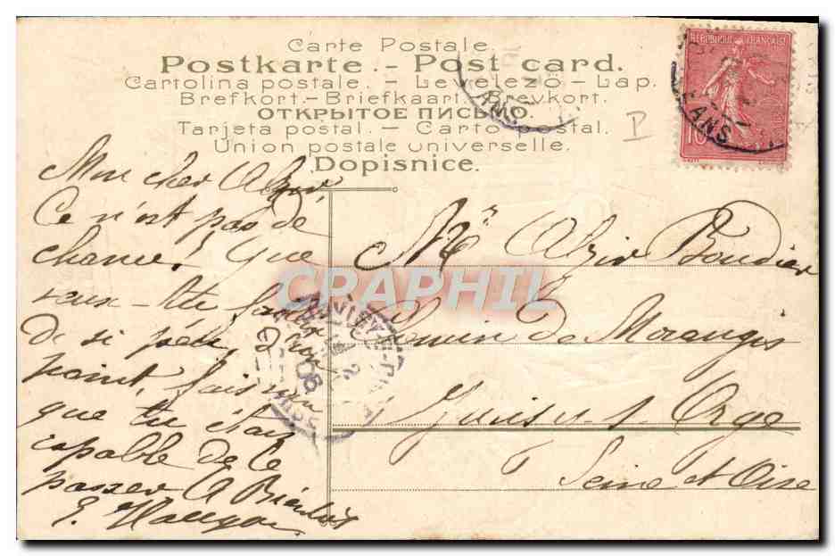 CPA Fantaisie Automobile Ange  — Rückseite
