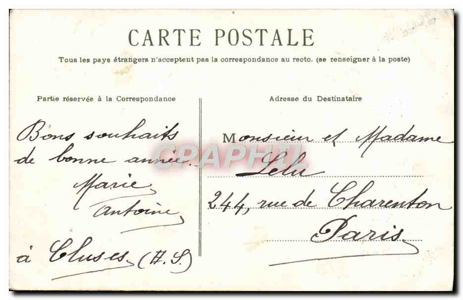 CPA Fantaisie Bonne annee — Rückseite