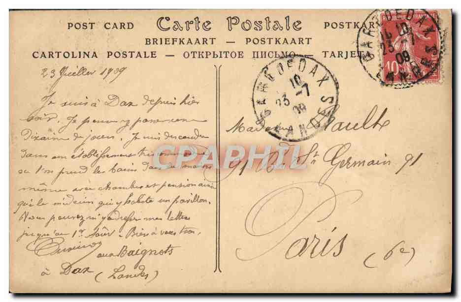 CPA Dax Le casino et l'etablissement thermal — Rückseite