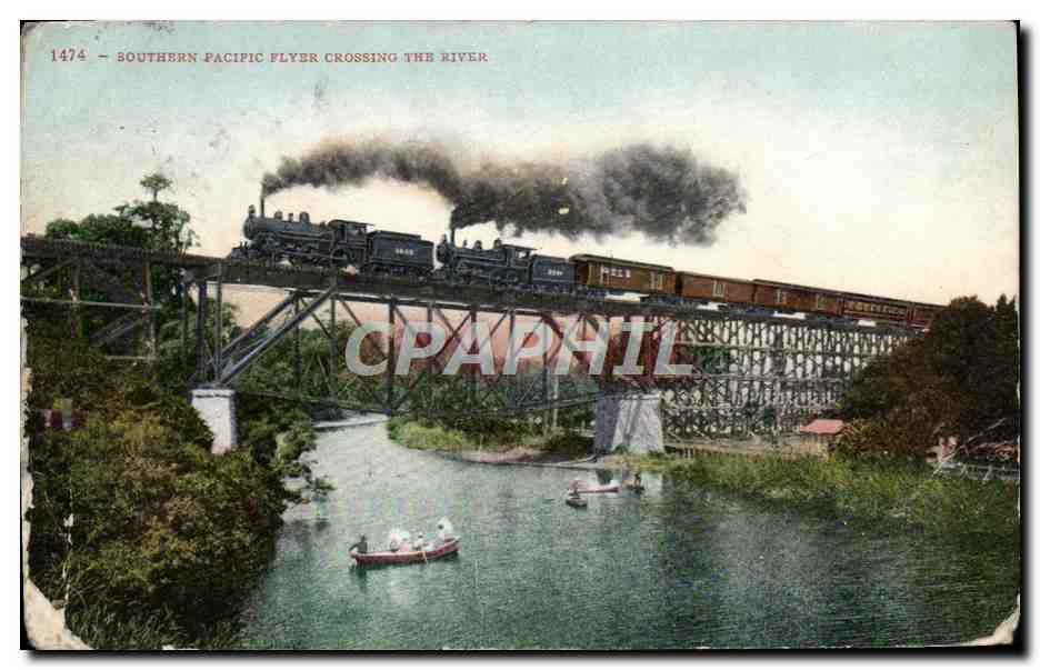 CPA Southern Pacific flyer crossing the river Train
