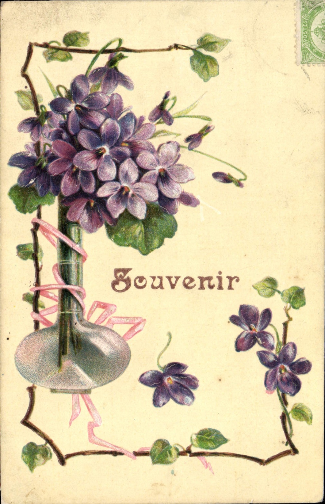 CPA Souvenir Fleurs