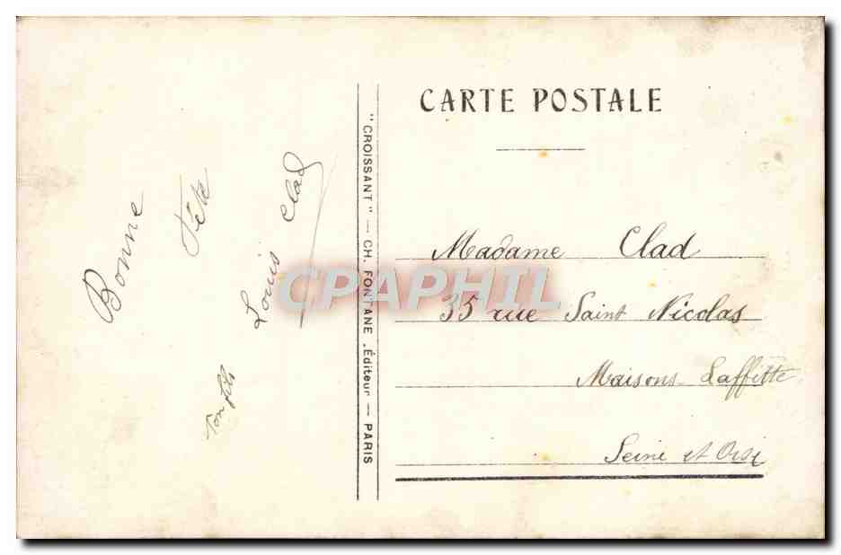 CPA Fantaisie Homme Vive S Louise — Rückseite