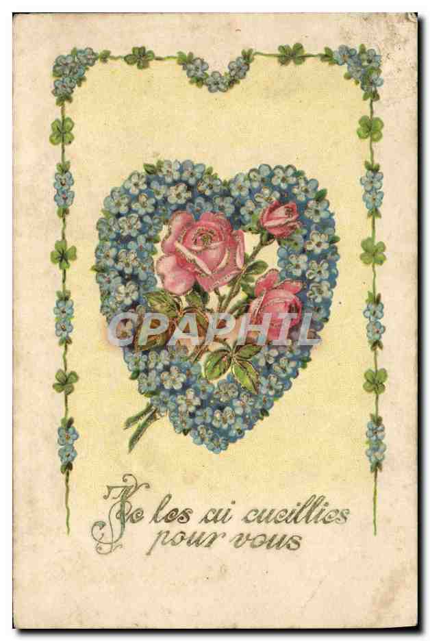 CPA Fantaisie Fleurs Coeur