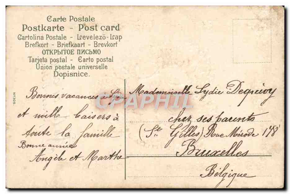 CPA Fantaisie Fleurs Coeur — Verso