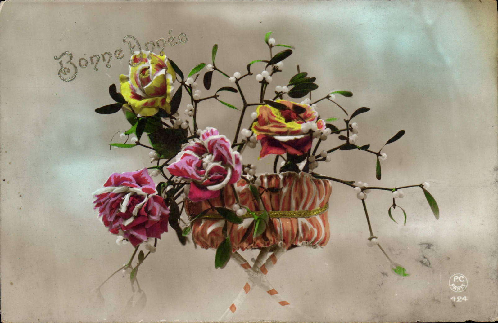 CPA Bonne Annee Fleurs