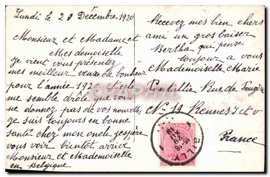 CPA Bonne Annee Femme — Rückseite