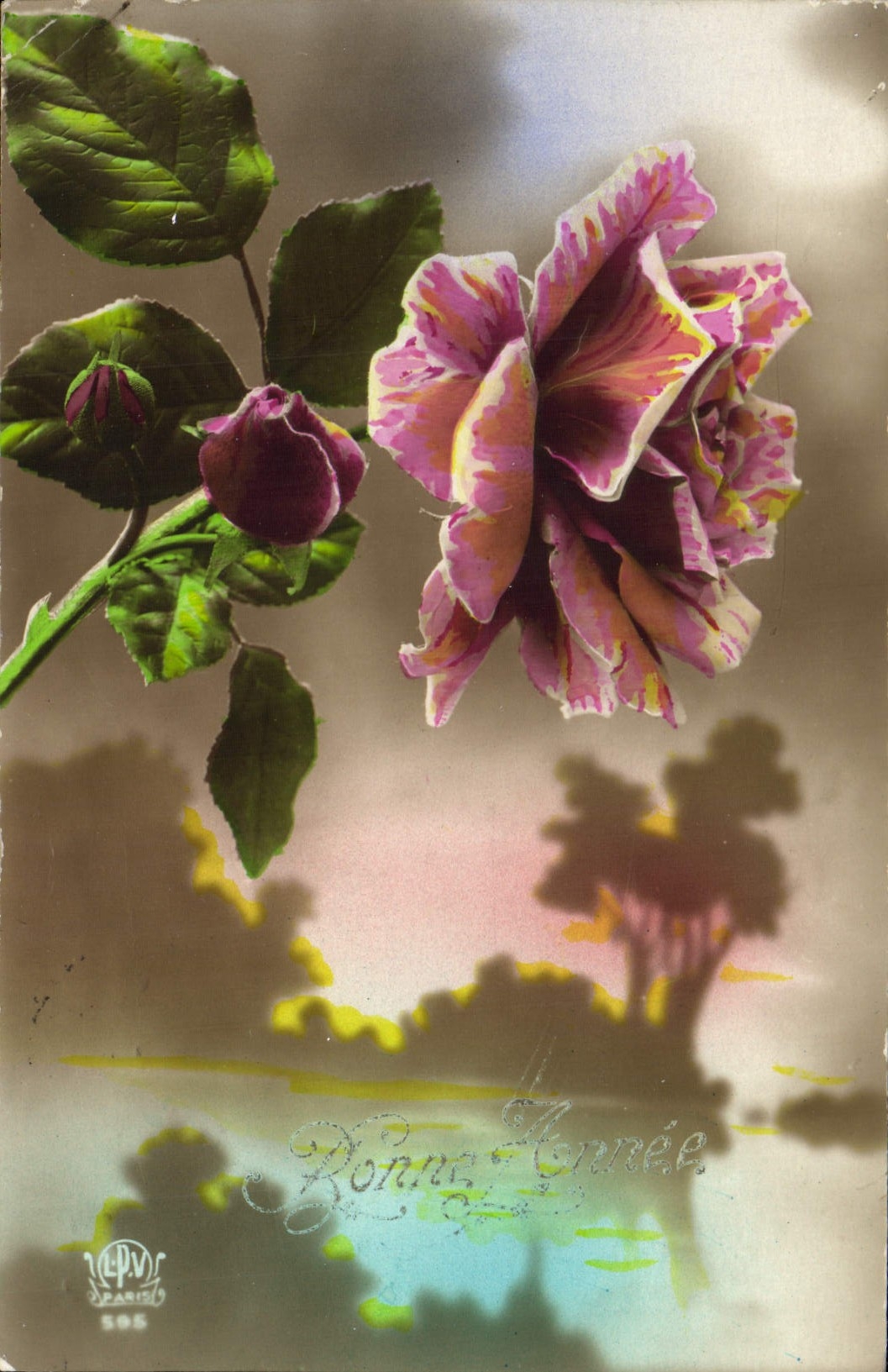 CPA Fantaisie Fleurs Bonne Annee