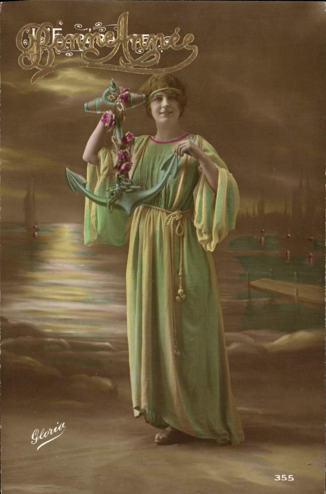 CPA Fantaisie Femme Ancre de marine