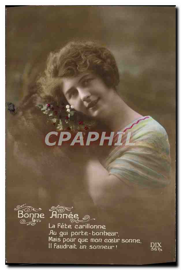 CPA Bonne Annee Femme