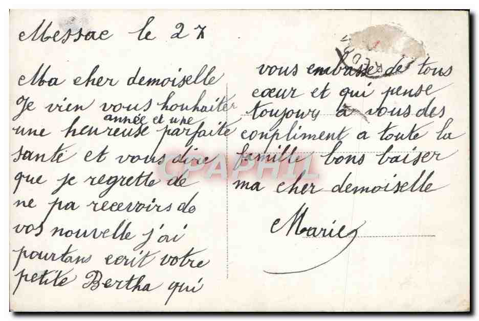 CPA Bonne Annee Femme — Rückseite