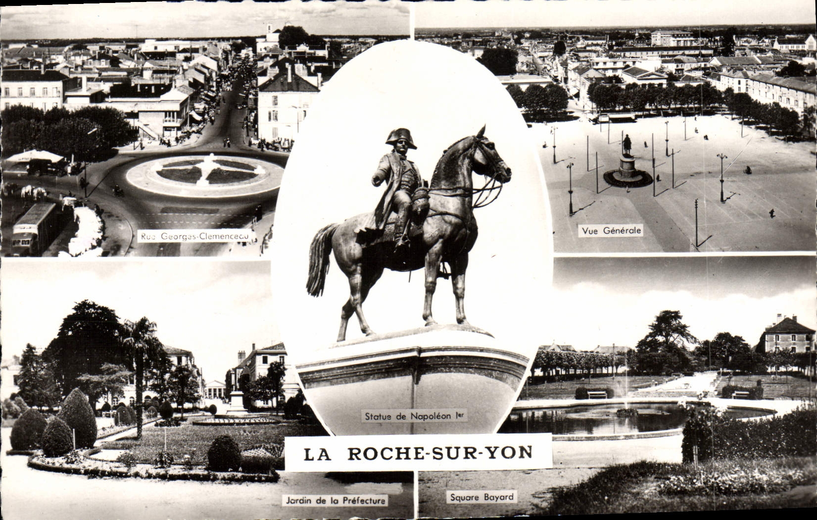 La Roche-sur-Yon — Vue générale, statue de Napoléon Ier, jardin de la Préfecture, square Bayard — Éditions Gaby