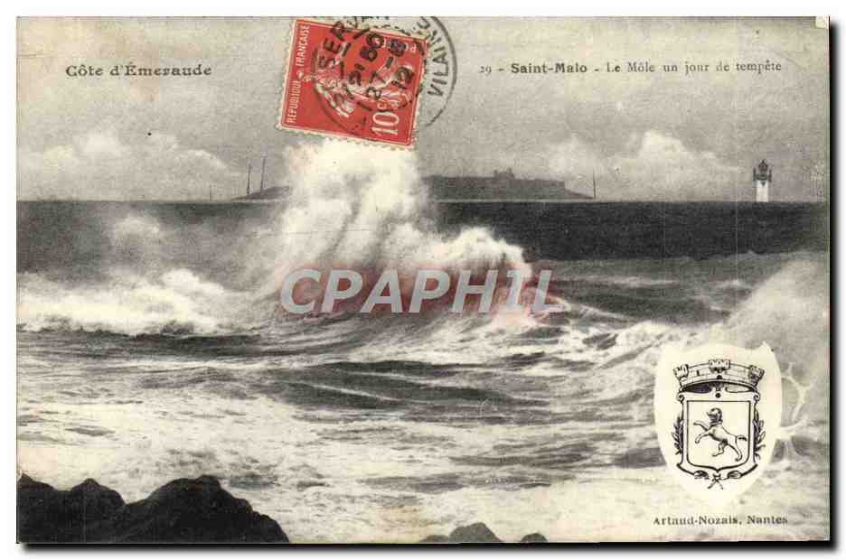 Saint-Malo - Le Môle un jour de tempête — Artnaud-Nozais, Nantes