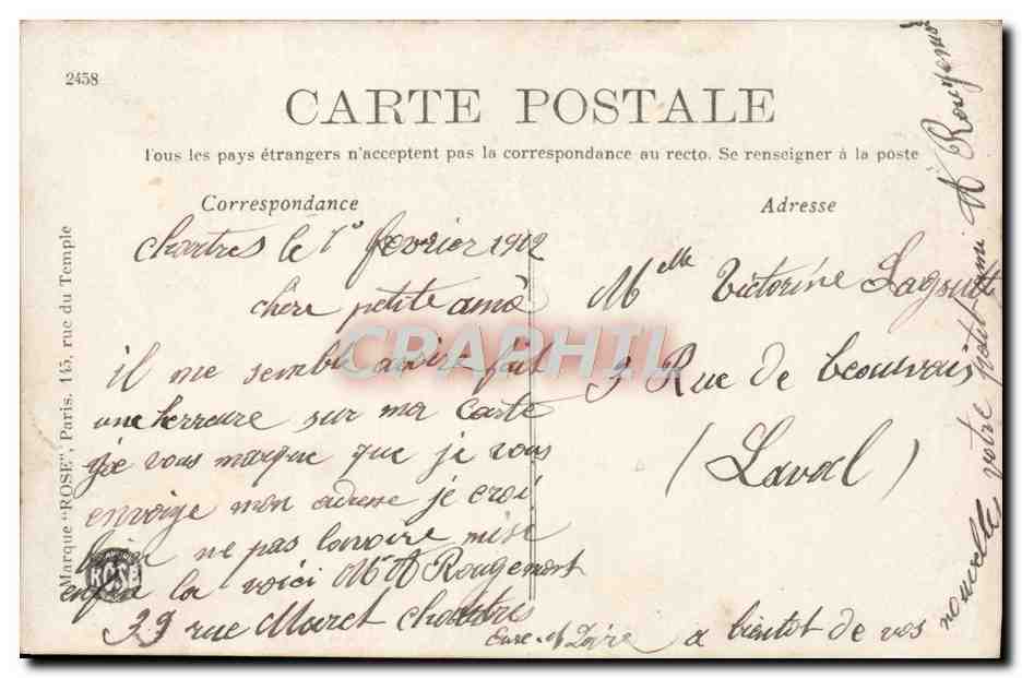 CPA Chartres Vue generale — Rückseite