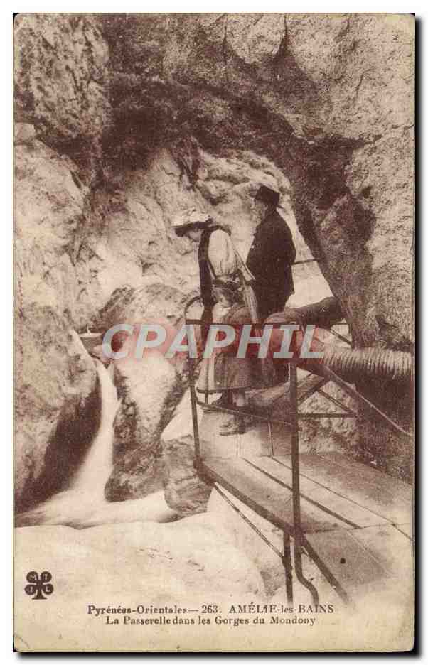 CPA Amelie les Bains La passserelle dans les gorges du Mondony 