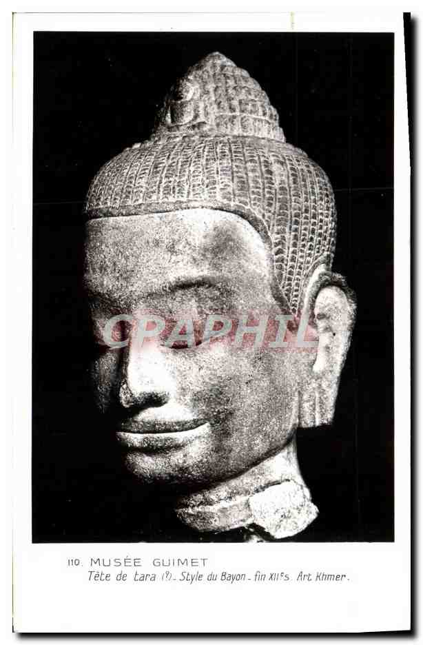 Tête de Tara (?) — Style du Bayon, fin XIIe s., Art khmer — Musée Guimet, n° 110