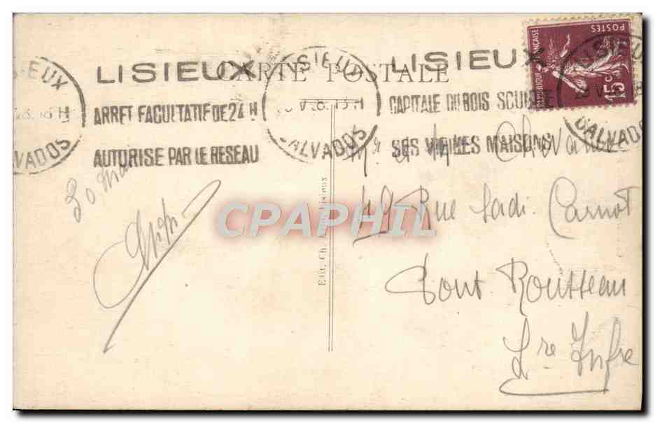 CPA Lisieux Cathedralo Portail Sud — Verso