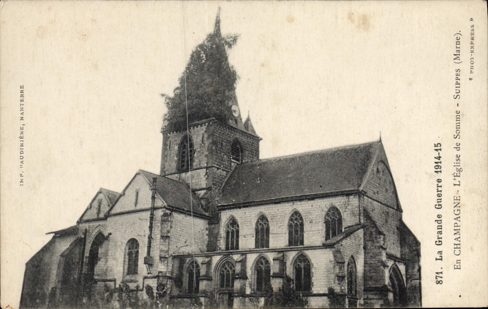 Église de Champagne-sur-Somme — Guerre 1914-15 — IMP. PAUDINIÈRE, NANTERRE