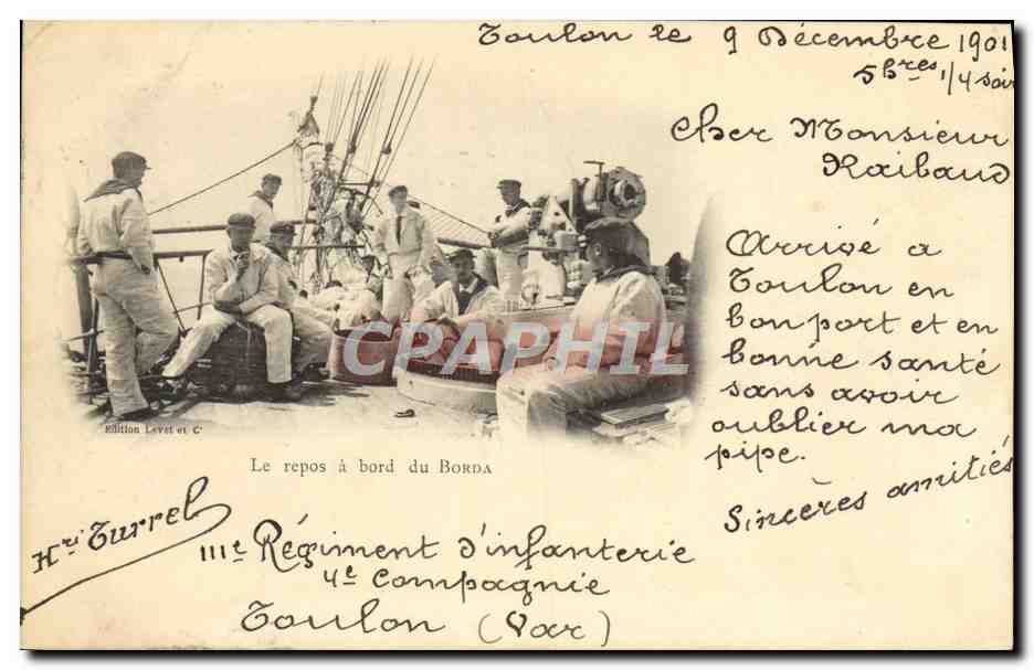 CPA Bateau Le repos a bord du Borda