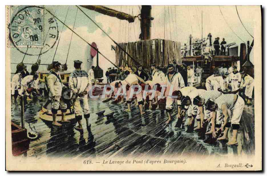 CPA Bateau Le lavage du pont Bourgain