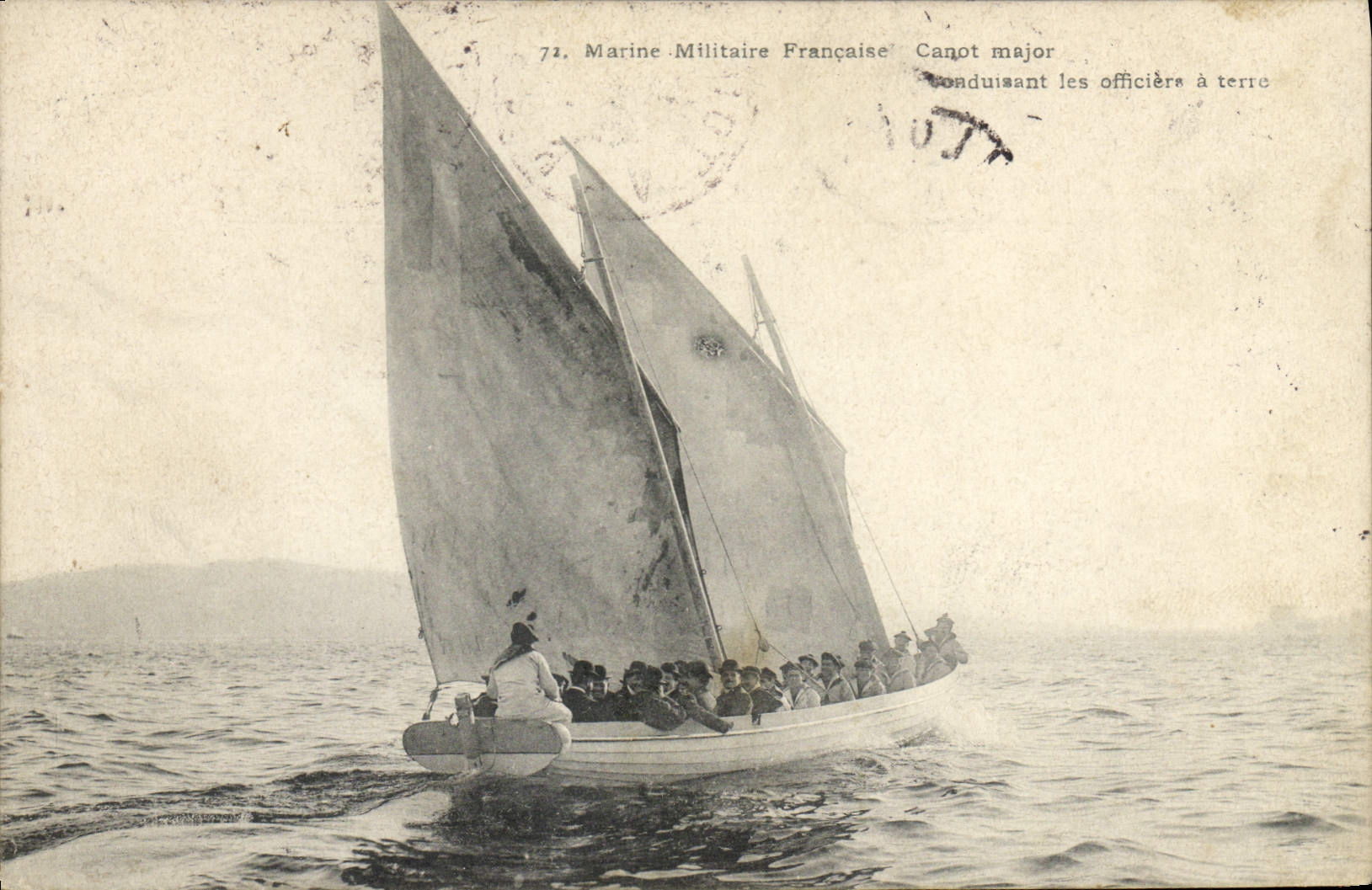 Marine Militaire Française — Canot major conduisant les officiers à terre — Édition Petit Coopéral, Toulon