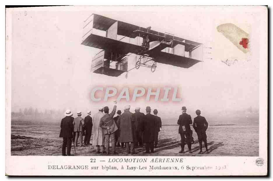 CPA Avion Aviation Delagrange sur biplan a Issy les Moulineaux
