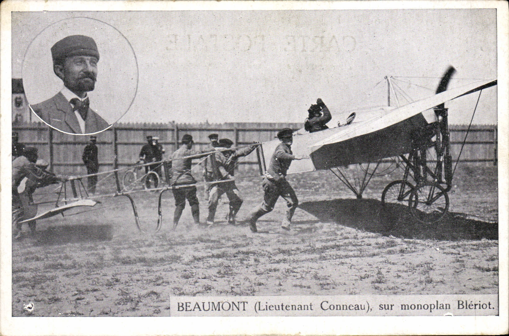 CPA Avion Aviation Beaumont Lieutenant Conneau sur monoplan Bleriot 