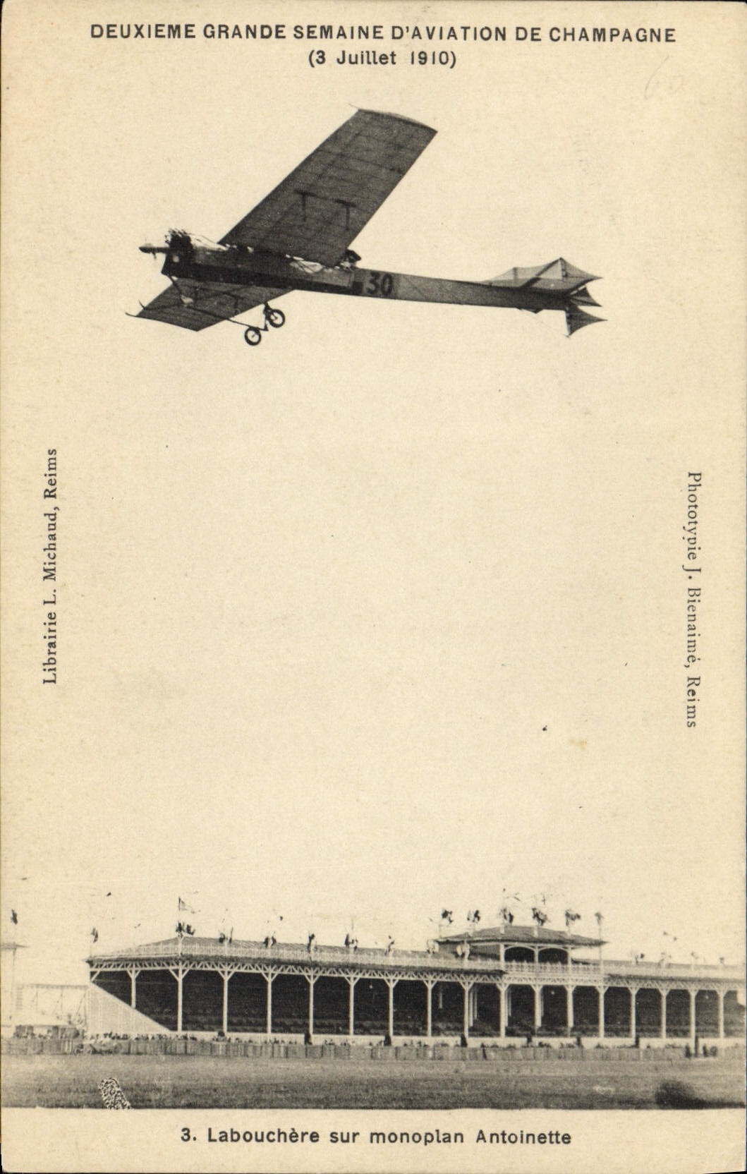 CPA Avion Aviation Deuxieme Grande semaine d'aviation de Champagne Labouchere sur monoplan Antoinette 