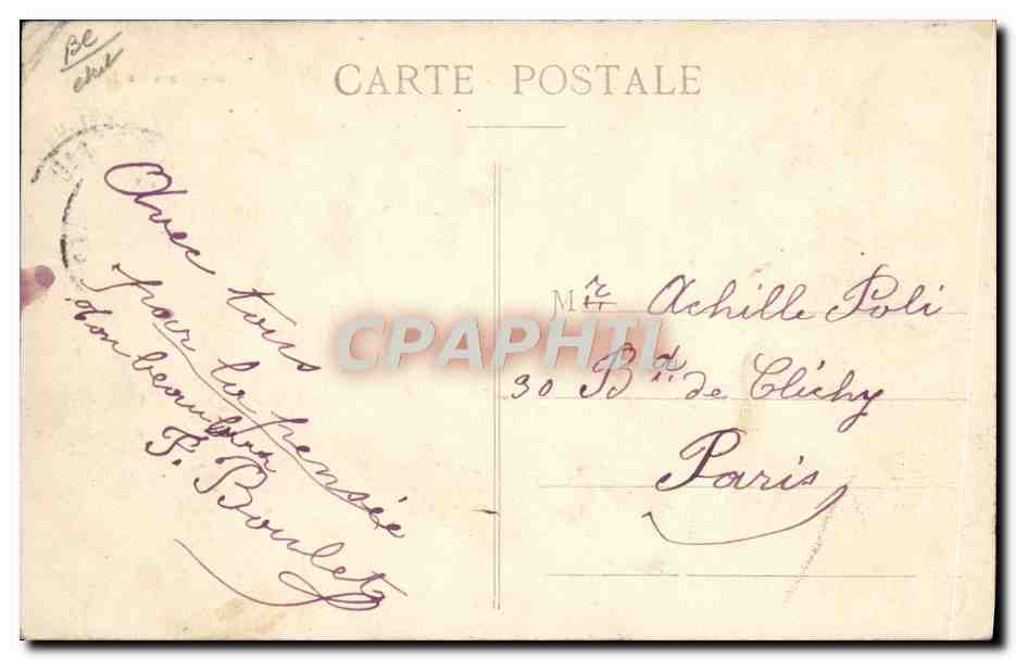 CPA Avion Aviation Lyon Aviation Paulhan Biplan Farman et Mme Paulhan au dessus de la pelouse  — Rückseite