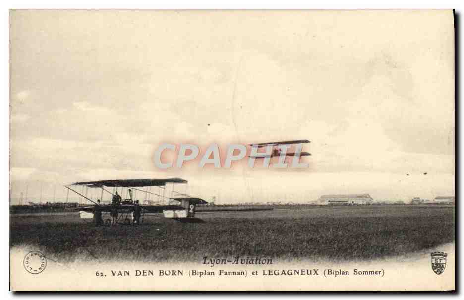 CPA Avion Aviation Van den Born Biplan Farman et Legagneux Biplan Sommer