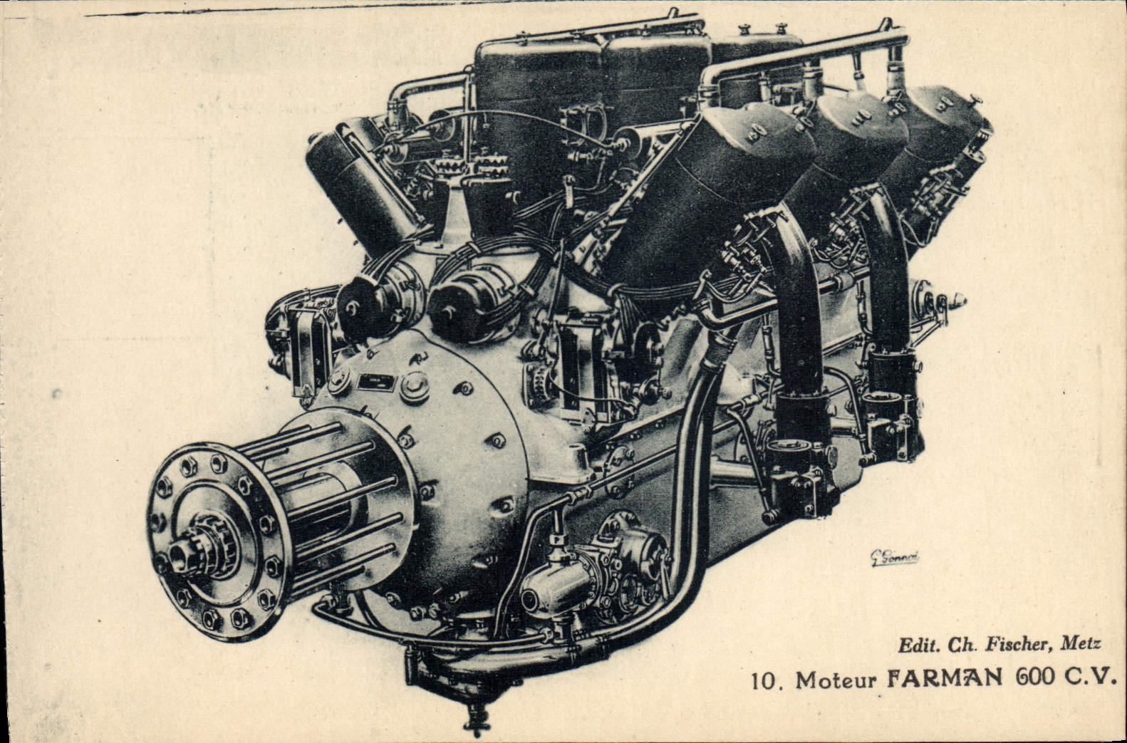 CPA Avion Aviation Moteur Farman 600 CV