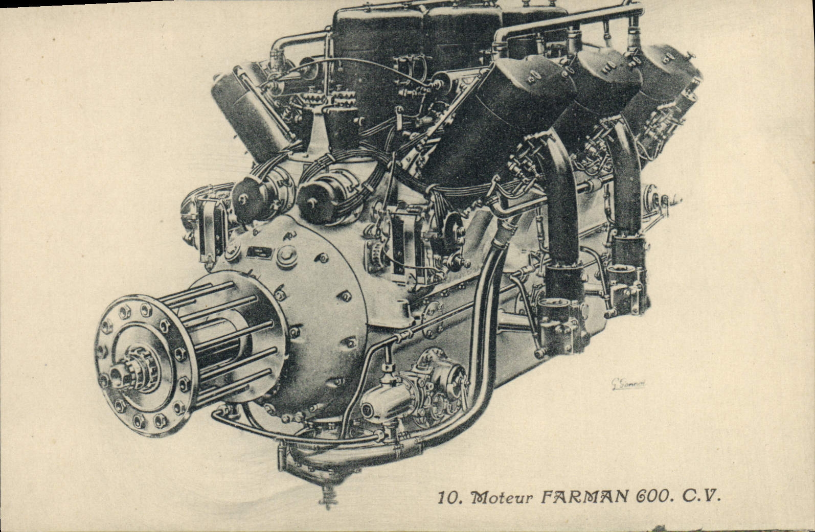 CPA Avion Aviation Moteur Farman 600 CV
