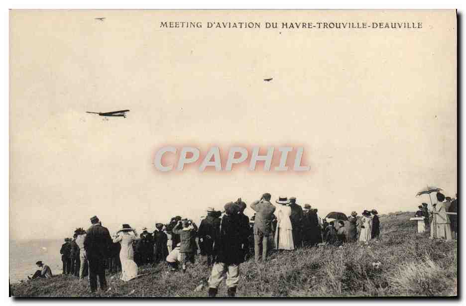 CPA Avion Aviation Meeting d'aviation du Havre Trouville Deauville 