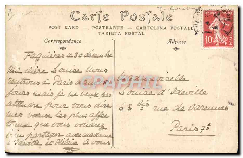CPA Avion Aviation Premier voyage en aeroplane Aviateur Farman se rend au camp de Chalons a Reims  — Verso