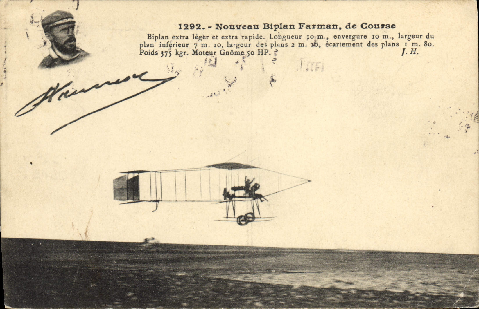 CPA Avion Aviation Nouveau biplan Farma de course 