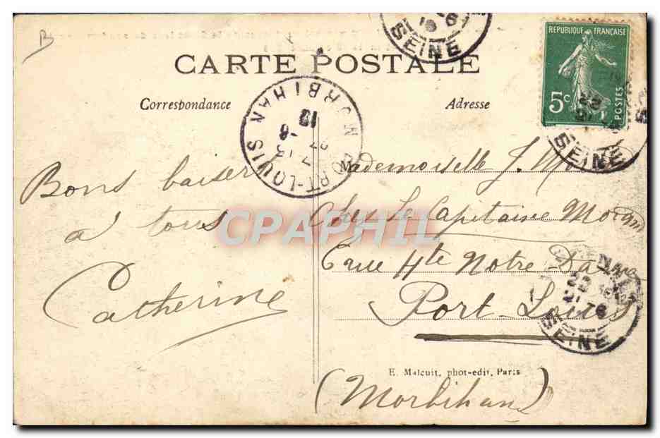 CPA Avion Aviation Le comte de Lambert sur son aeroplane Wright passant au dessus de la Seine Raid Juvisy Tour Eiffel — Rückseite