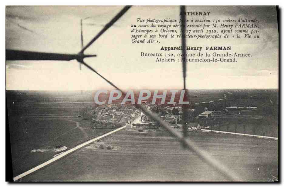 CPA Avion Aviation Arthenay Appareil Henry Farman Avenue de la Grande Armee Mourmelon le Grand 