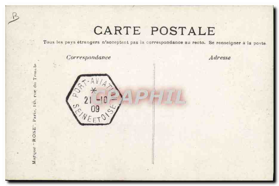 CPA Avion Aviation Comte de Lambert sur Wright a Reoms 25 aout 1909 — Rückseite