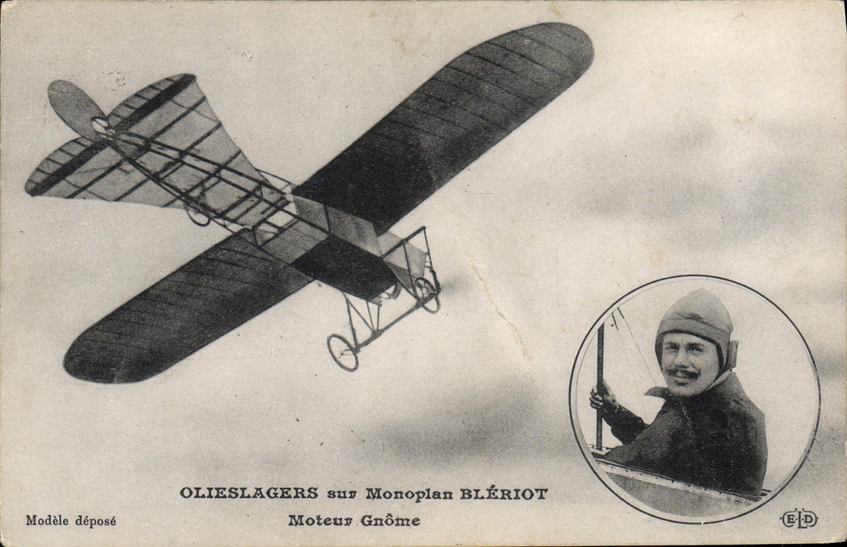 CPA Avion Aviation Olieslagers sur monoplan Bleriot Moteur Gnome