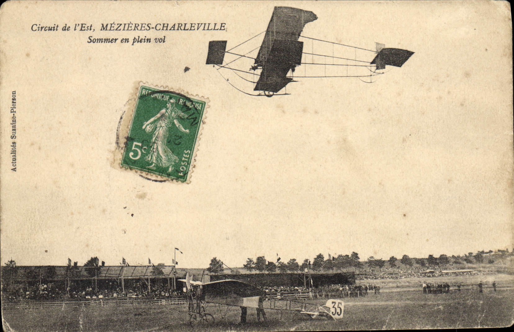 CPA Avion Aviation Circuit de l'Est Mezieres Charleville Sommer en plein vol 