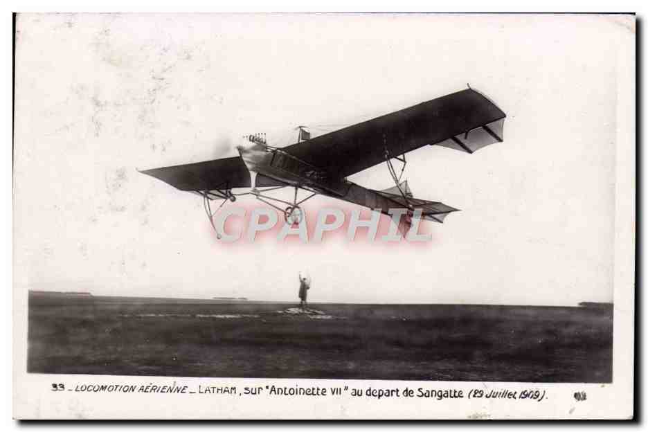 CPA Avion Aviation Latham sur Antoinette au depart de Sangatte 29 juillet 1909