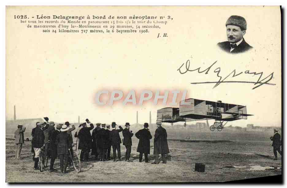CPA Avion Aviation Leon Delagrange a bord de son aeroplane 
