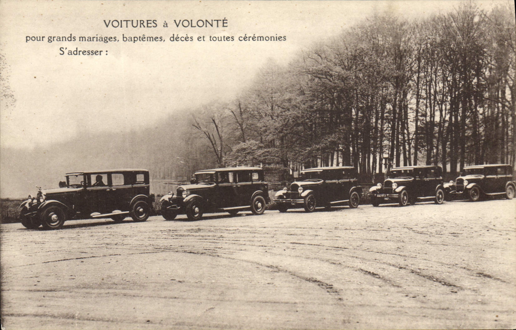 Voitures à Volonté — Service de voitures pour mariages, baptêmes et décès — Éditeur non identifié