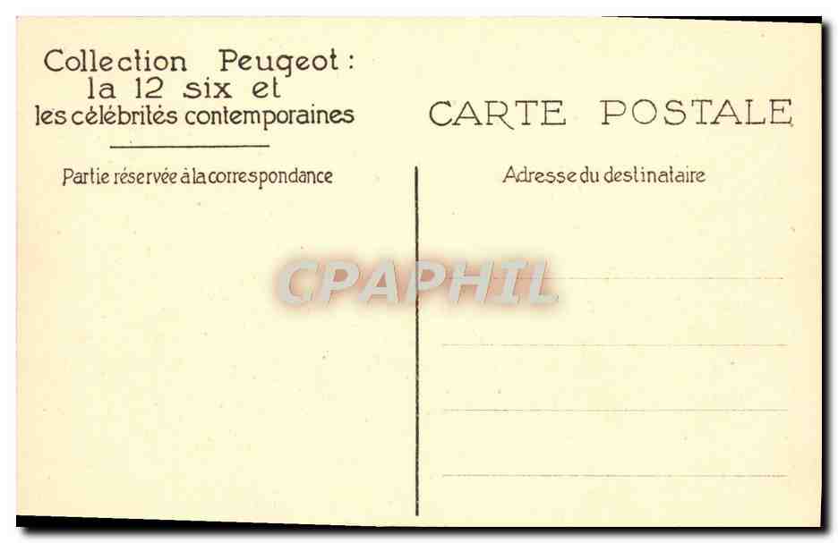 CPA Peugeot Foujita Automobile  — Verso