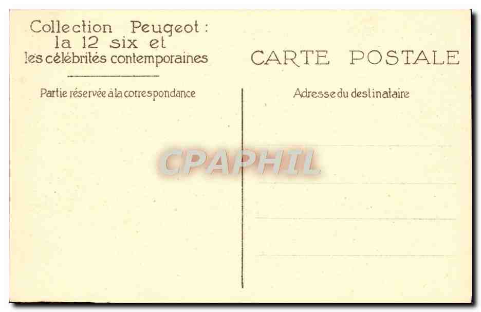 CPA Peugeot Dranem Automobile  — Verso